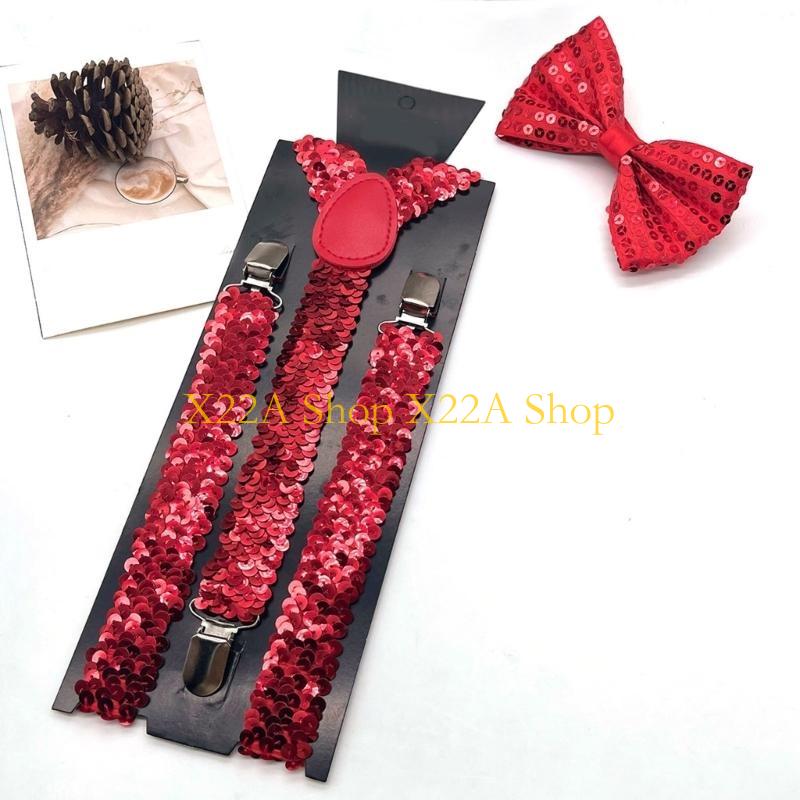 Suspender Clip Formal - 독특한 빛나는 멜빵 보우 티 세트