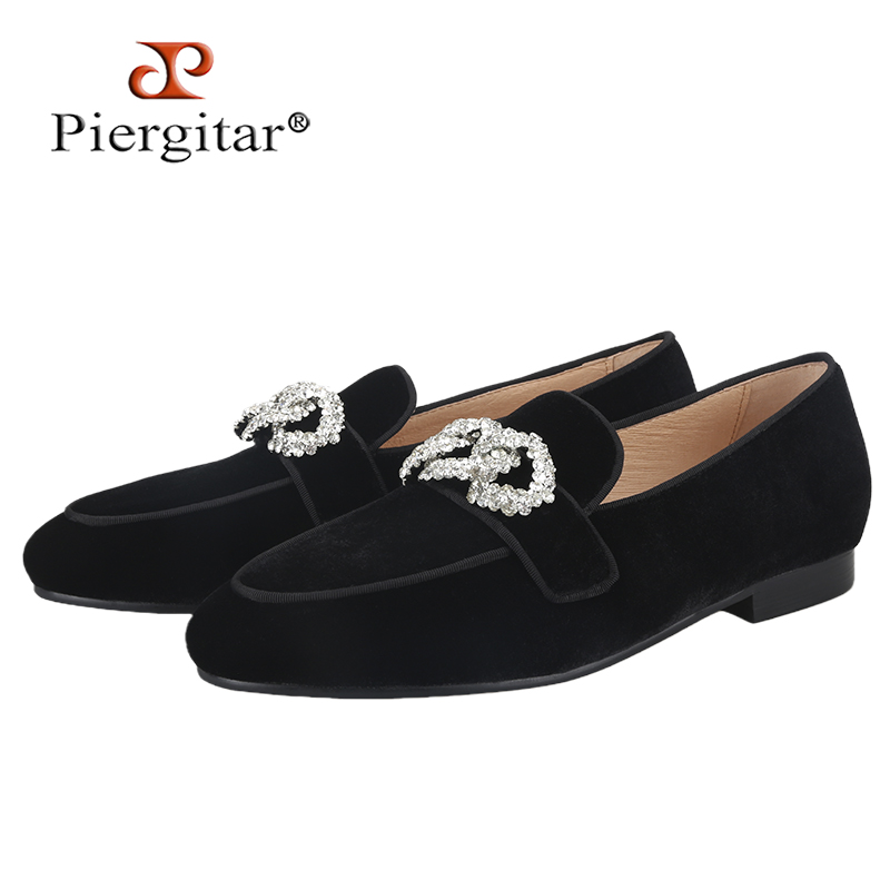 Men'S Formal Wear Slippers - Piergitar 2025 블랙 벨벳 남성용 슬리퍼,