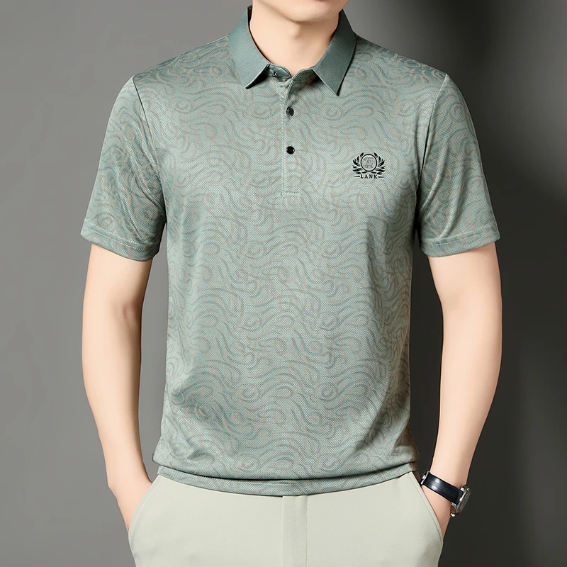 Men'S Polo Formal Wear - 남성 비즈니스 포멀 프린트 폴로 셔츠