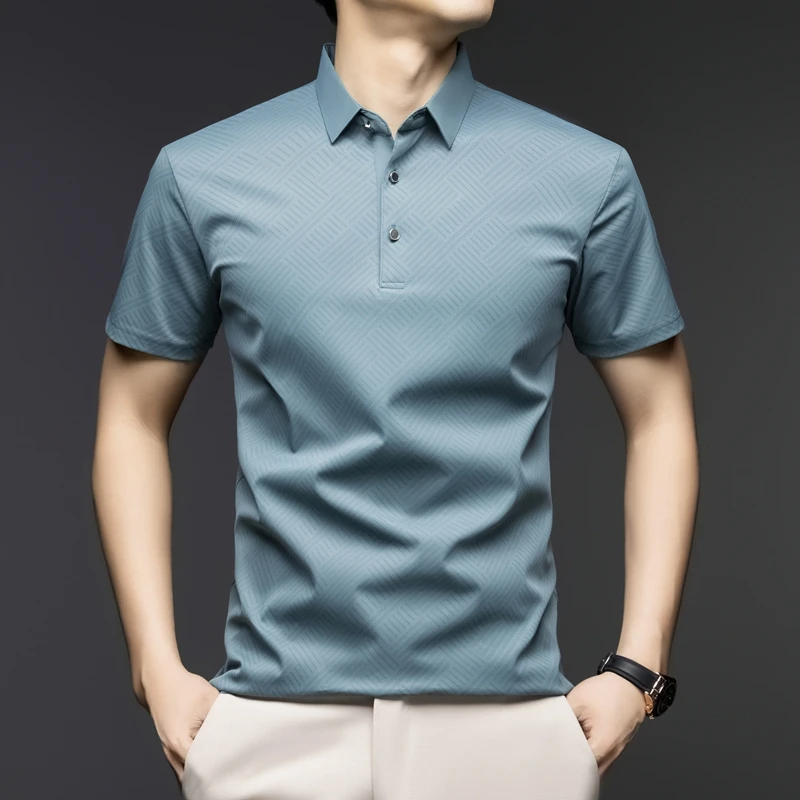 Men'S Polo Formal Wear - 남성용 우아한 패턴 폴로 셔츠 반팔
