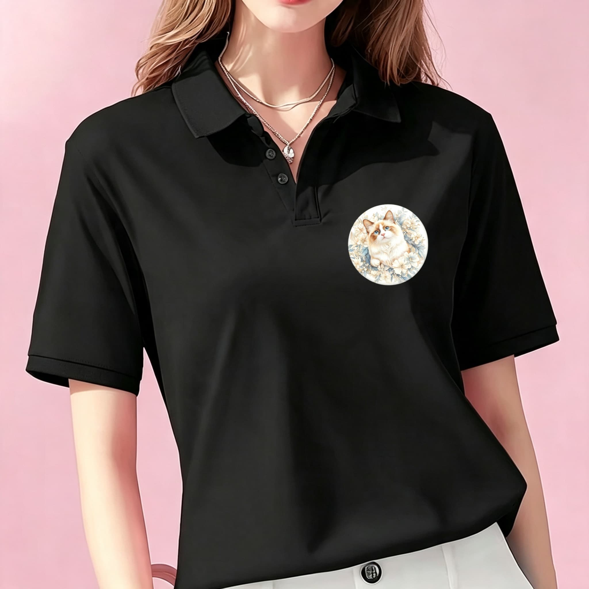 캐주얼한 유니섹스 블랙 폴로 블라우스, 플로럴 리스와  - Mens Formal Look 리뷰 및 가격