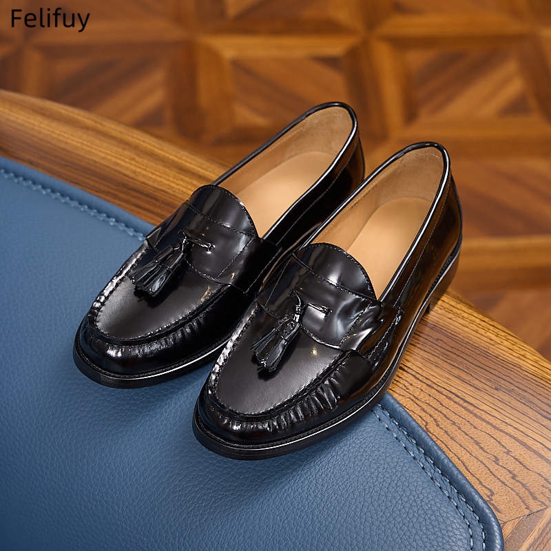 새로운 남성용 정품 가죽 스프링 플랫 모카신 남성용 태 - Men Formal Wear Shoes 리뷰 및 가격