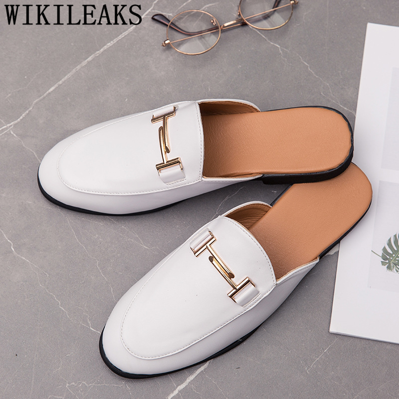 남성용 블랙 하프 슈즈 가죽 신발 남성용 뮬 캐주얼 신 - Men Formal Wear Shoes 리뷰 및 가격