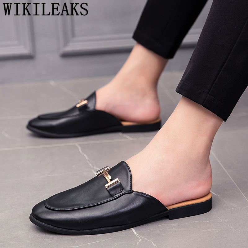 남성용 블랙 하프 슈즈 가죽 신발 남성용 뮬 캐주얼 신 - Men Formal Wear Shoes 리뷰 및 가격