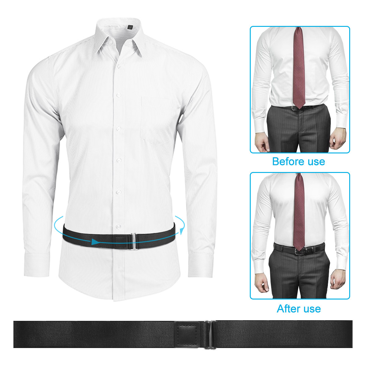 셔츠 벨트 조절 가능한 셔츠 고정 벨트 2.5cm 블랙 - Mens Formal Look 리뷰 및 가격