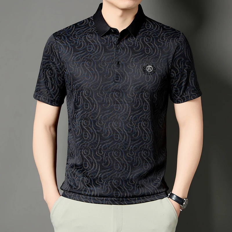 남성 비즈니스 포멀 프린트 폴로 셔츠 반팔 자수 아이스 - Men'S Polo Formal Wear 리뷰 및 가격