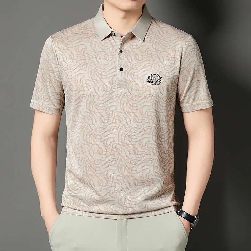 남성 비즈니스 포멀 프린트 폴로 셔츠 반팔 자수 아이스 - Men'S Polo Formal Wear 리뷰 및 가격