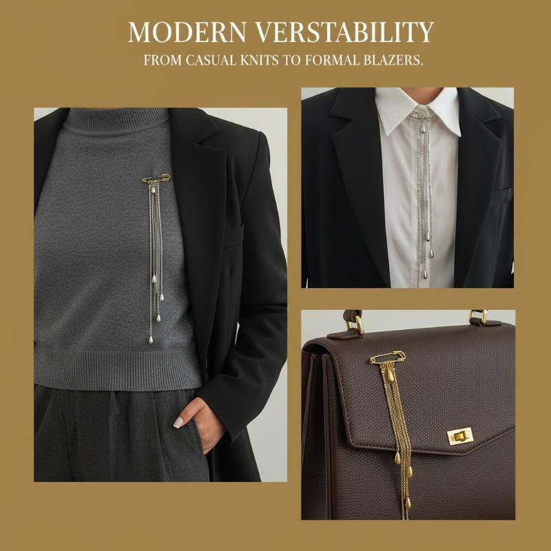남성용 우아한 물방울 태슬 브로치, 금속 체인 라펠 핀 - Mens Formal Look 리뷰 및 가격