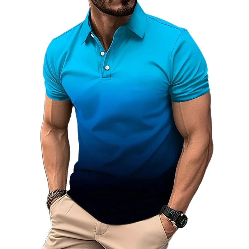 남성용 폴로 셔츠, 반팔, 그라데이션 컬러, 체육관 피 - Men'S Polo Formal Wear 리뷰 및 가격