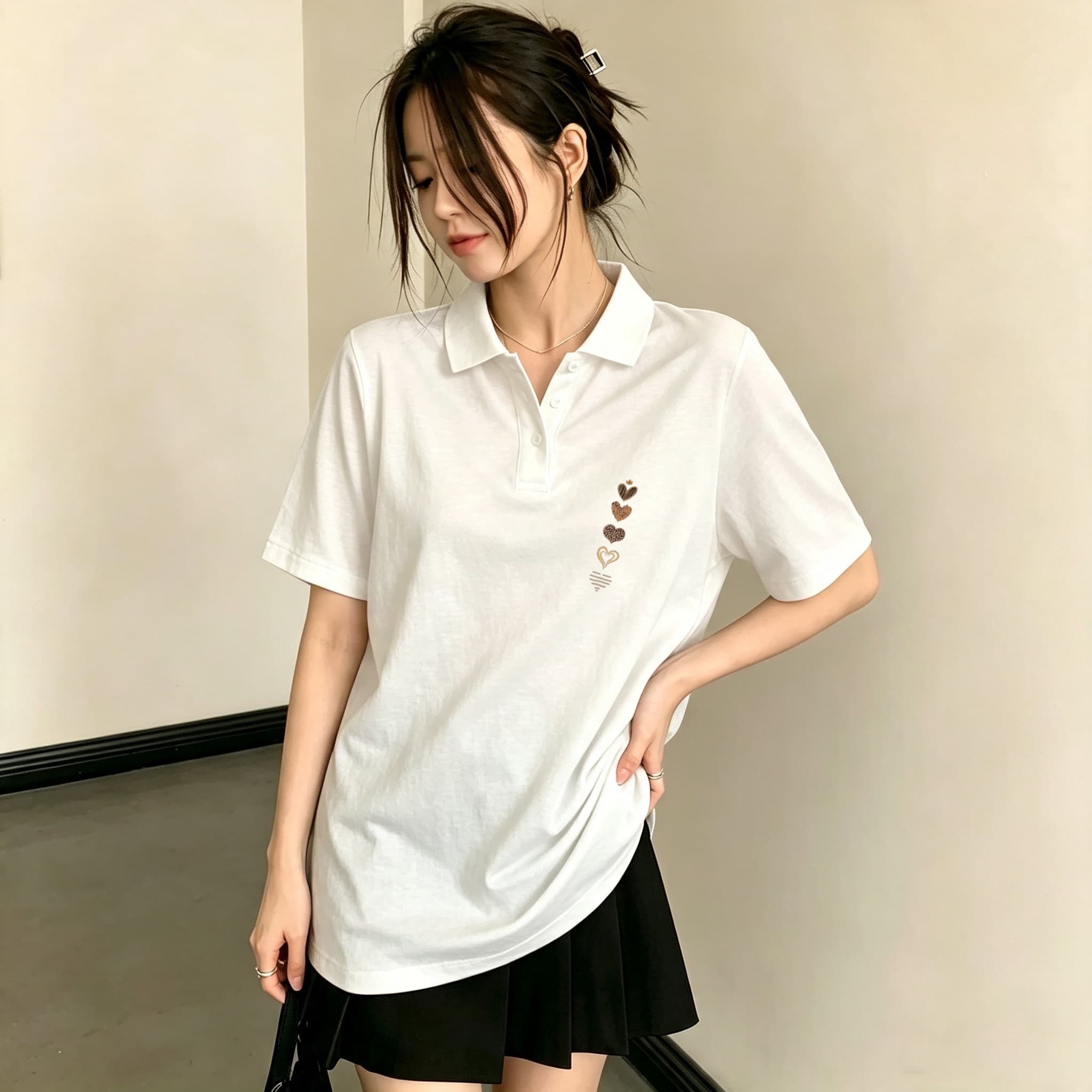 여성용 블랙 라펠 칼라 폴로 셔츠, 귀여운 세로 그라데 - Men'S Polo Formal Wear 리뷰 및 가격