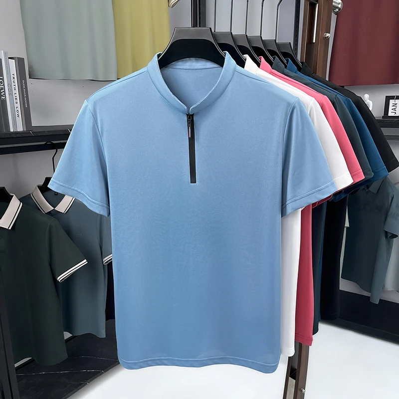 남성 비즈니스 정장 하프 지퍼 스탠드 칼라 셔츠 반팔  - Men'S Polo Formal Wear 리뷰 및 가격