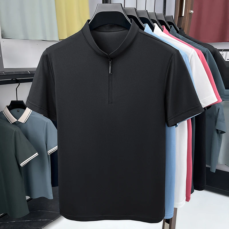 남성 비즈니스 정장 하프 지퍼 스탠드 칼라 셔츠 반팔  - Men'S Polo Formal Wear 리뷰 및 가격