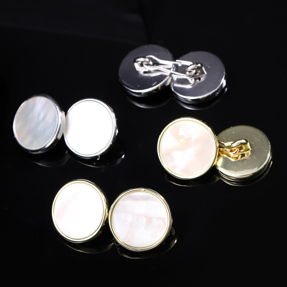 2PCS 고급 천연 조개 남성용 커프링크스 더블 체인  - High End Men'S Formal Wear 리뷰 및 가격
