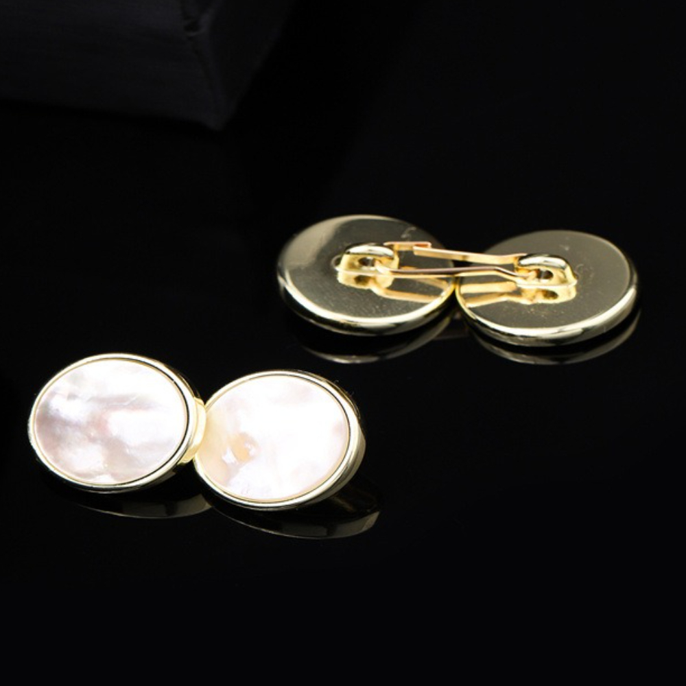 2PCS 고급 천연 조개 남성용 커프링크스 더블 체인  - High End Men'S Formal Wear 리뷰 및 가격